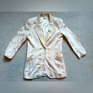 Jessica McClintock Signatures vintage floral ivory satin silk like blazer, sz 12